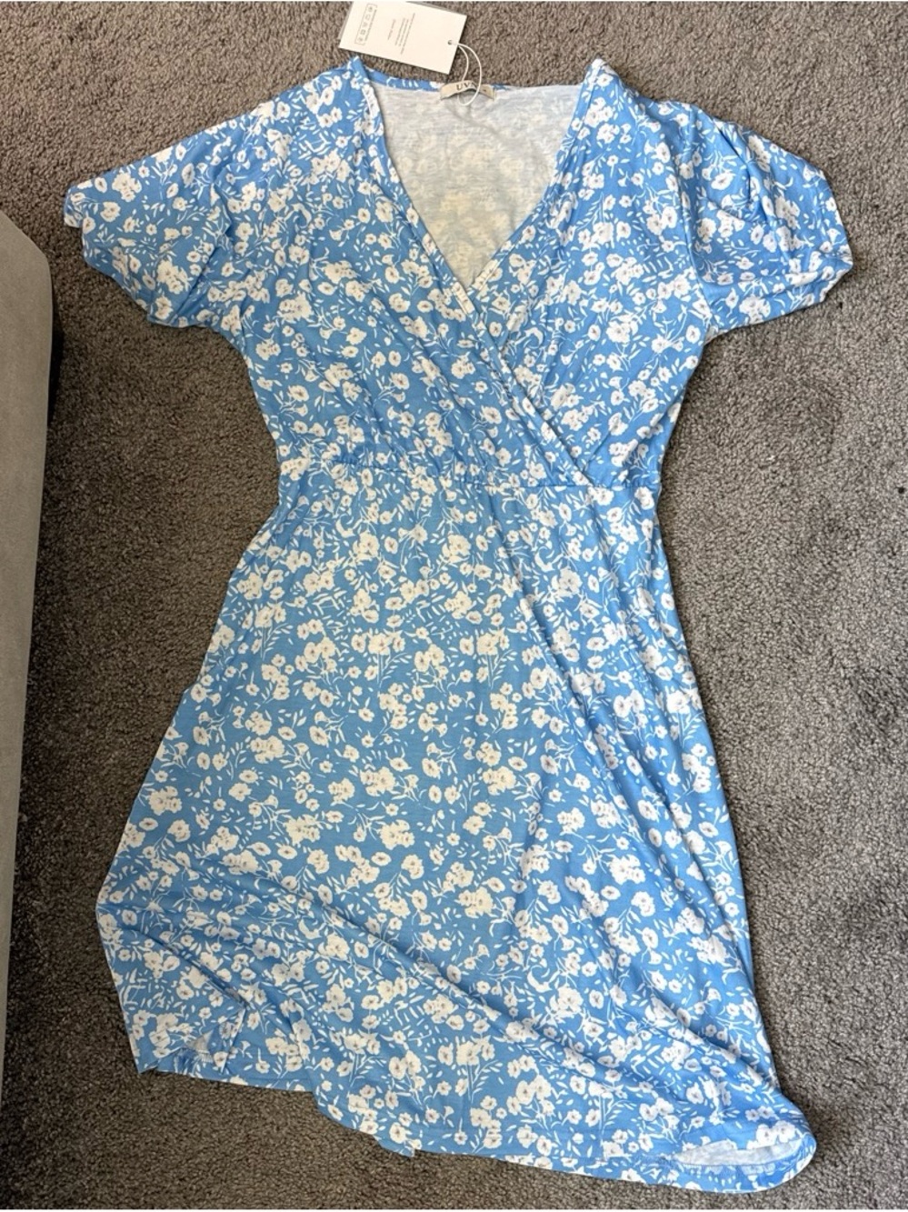 Light Blue Floral Wrap Dress